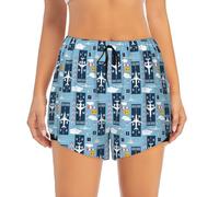 Novastar Pantaloncini da corsa da donna - Airplanes and Aviation Signs Training Athletic Yoga Gym Shorts con tasche interne, nero, XX-Large