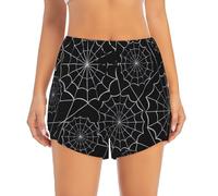 Novastar Pantaloncini da corsa da donna - Pantaloncini sportivi con tasche foderate in ragnatela nera, nero/bianco, S