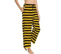 Novastar Pantaloni da pigiama da donna - Pantaloni da pigiama casual a righe api da donna con tasche, nero/bianco, S