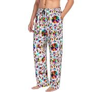 Novastar Pantaloni da pigiama da uomo con tasche in stile messicano vivace e morbidi, comodi da uomo, nero/bianco, S