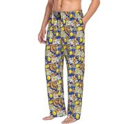 Novastar Pantaloni da pigiama da uomo con tasche in stile siciliano morbido e confortevole, nero/bianco, XXL
