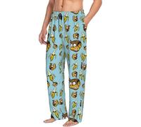 Novastar Pantaloni da pigiama da uomo con tasche, morbidi e comodi pantaloni per pigiama da uomo, motivo scimmia banana divertente, nero/bianco, L