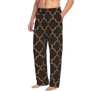 Novastar Pantaloni da pigiama da uomo con tasche - Morbido reticolo marocchino marrone, nero/bianco, S