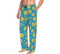 Novastar Pantaloni da pigiama da uomo con tasche - Pantaloni da pigiama morbidi e comodi da uomo, motivo ape e girasole, nero/bianco, XXL