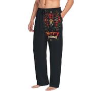 Novastar Pantaloni da pigiama da uomo con tasche - Pantaloni da uomo in stile retrò, morbidi e comodi pantaloni da uomo, nero/bianco, M
