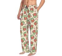 Novastar Pantaloni da pigiama da uomo con tasche - Rana che tiene la fragola, morbidi pantaloni da uomo - comodi pantaloni da relax da uomo, nero/bianco, S