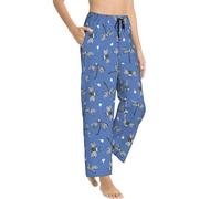Novastar Pantaloni pigiama da donna - Ape e libellula blu - Pantaloni casual da donna con tasche, nero/bianco, M