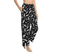 Novastar Pantaloni pigiama da donna - Bella lucertola geco bianco nero casual pantaloni da notte e rilassanti da donna con tasche, nero/bianco, X-Large