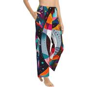 Novastar Pantaloni pigiama da donna - Pantaloni da pigiama astratti Jazz Instrumental casual per dormire e rilassarsi da donna con tasche, Nero , L