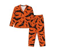 Novastar Pigiama da donna per Halloween, a maniche lunghe, pipistrello, Halloween, pigiama da donna, 2 pezzi, Nero, S