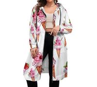Novastar Pink Summer Ice Cream - Felpa con cappuccio da donna a maniche lunghe, con cerniera, casual, con tasche, stile 1, M