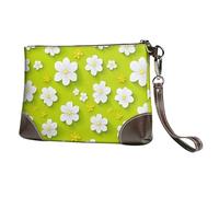 Novastar Pochette da donna, con cinturino da polso, in pelle con stampa floreale, colore: bianco brillante