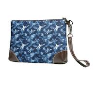 Novastar Pochette da donna piccola - Navy Camouflage Aircraft Print Leather Fashion Wristlet Wallet con cinturino da polso