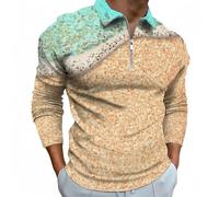 Novastar Polo a maniche lunghe da uomo, maglietta autunnale da golf da uomo con impronta sulla spiaggia, casual, con cerniera, Stile-29, M