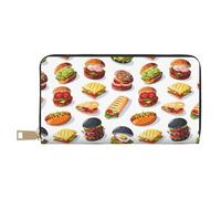 Novastar Portafogli sottili in pelle per donne e uomini, carini formaggi, hamburger, pollo, portafoglio per donne e uomini, con cerniera