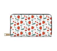 Novastar Portafogli sottili in pelle per donne e uomini, carino, fragola, uva, portafoglio per donne e uomini, con cerniera