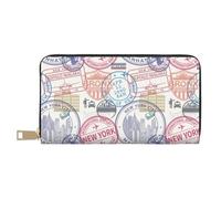 Novastar Portafogli sottili in pelle per donne e uomini - Cartella con timbro postale newyork per donne e uomini con cerniera