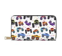 Novastar Portafogli sottili in pelle per donne e uomini - Cartoon Monster Trucks1 Portafoglio per carte per donne uomini con cerniera