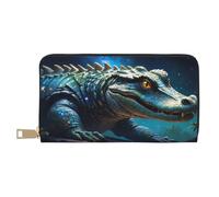 Novastar Portafogli sottili in pelle per donne e uomini - Cielo stellato colorato coccodrillo un portafoglio per donne uomini con cerniera