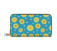 Novastar Portafogli sottili in pelle per donne e uomini, con ape, girasole, per donne e uomini, con cerniera