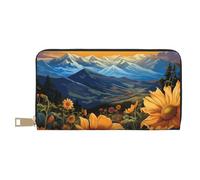 Novastar Portafogli sottili in pelle per donne e uomini, con cerniera e girasole al tramonto