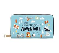 Novastar Portafogli sottili in pelle per donne e uomini, con cerniera e scritta "Let's Go on an Adventure"