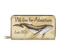 Novastar Portafogli sottili in pelle per donne e uomini, con cerniera e scritta "We Live for Adventure"