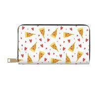 Novastar Portafogli sottili in pelle per donne e uomini, con cerniera, grazioso portafoglio per carte d'amore con pizza per donne e uomini