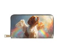 Novastar Portafogli sottili in pelle per donne e uomini, con cerniera, motivo cocker spaniel inglese arcobaleno
