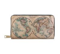 Novastar Portafogli sottili in pelle per donne e uomini, con cerniera "The World is Hemisphere", per donne e uomini