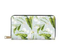 Novastar Portafogli sottili in pelle per donne e uomini, con fiori di calle, celesti, per donne e uomini, con cerniera