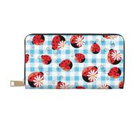 Novastar Portafogli sottili in pelle per donne e uomini, con fiori e coccinelle, per donne e uomini, con cerniera