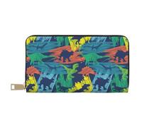 Novastar Portafogli sottili in pelle per donne e uomini, con stampa di dinosauri mimetici, per donne e uomini, con cerniera