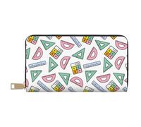 Novastar Portafogli sottili in pelle per donne e uomini, con stampa di righelli matematici, portafoglio colorato per donne e uomini, con cerniera