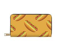 Novastar Portafogli sottili in pelle per donne e uomini, con stampa hot dog, giallo, per donne e uomini, con cerniera