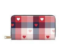 Novastar Portafogli sottili in pelle per donne e uomini - Cuore rosso plaid un portafoglio per donne uomini con cerniera
