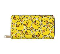 Novastar Portafogli sottili in pelle per donne e uomini - Ducky Cartoon Animal Yellow Card Wallet per donne uomini con cerniera