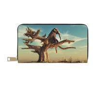 Novastar Portafogli sottili in pelle per donne e uomini, elefante su albero secco, portafoglio per carte per uomo donna con cerniera