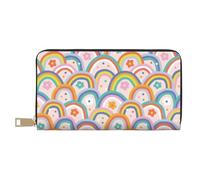 Novastar Portafogli sottili in pelle per donne e uomini - Fiori arcobaleno Un portafoglio per carte per donne uomini con cerniera