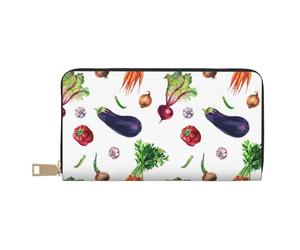 Novastar Portafogli sottili in pelle per donne e uomini, melanzane, cipolle, aglio, peperoncini, portafoglio per carte di credito, per donne e uomini, con cerniera