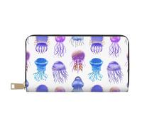 Novastar Portafogli sottili in pelle per donne e uomini - Portafoglio con meduse blu-viola per donne e uomini con cerniera