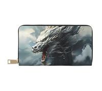 Novastar Portafogli sottili in pelle per donne e uomini - Portafoglio per carte di credito con drago bianco nuvola per uomini donne con cerniera