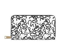 Novastar Portafogli sottili in pelle per donne e uomini - Sketch Simple Black Snake Card Wallet per donne uomini con cerniera