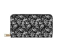 Novastar Portafogli sottili in pelle per donne e uomini - Sketch Simple White Snake Card Wallet per uomo donna con cerniera