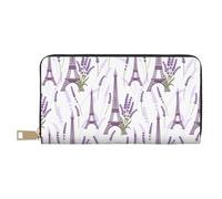 Novastar Portafogli sottili in pelle per donne e uomini - Torri Eiffel viola portafoglio di carte per donne uomini con cerniera