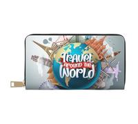 Novastar Portafogli sottili in pelle per donne e uomini, viaggi intorno al mondo, portafoglio per carte di credito per donne e uomini con cerniera