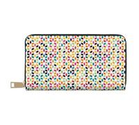 Novastar Portafogli sottili in pelle per donne uomini - stampa a pois colorati Un portafoglio di carte per donne uomini con cerniera