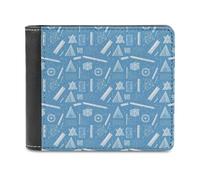 Novastar Portafoglio sottile da uomo in pelle - Blu Stampa Illustrazione Matematica Piccolo Sottile Bifold Tasca Frontale Portafoglio Porta Carte