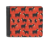 Novastar Portafoglio sottile da uomo in pelle - Carino asino nero stampa piccolo sottile bifold tasca frontale portafoglio porta carte