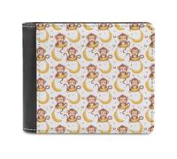 Novastar Portafoglio sottile da uomo in pelle - Carino Banana Scimmia Stampa Piccolo Sottile Bifold Tasca Frontale Portafoglio Porta Carte